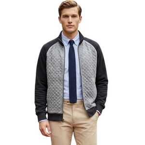 Scotch Soda Sportswear Quilted Bomber Jacket Mens Black Gray Zip Up Casual L